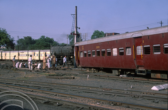 FR0060. YG 2-8-2 No 3434.. Shunting accident. Jaipur. Rajasthan. India. 30.10.1991