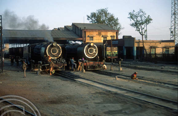 FR0084. Locos on shed. Unknown station. Rajasthan. India. November 1991