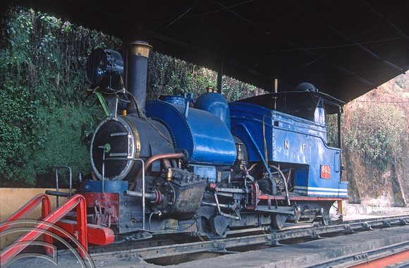 FR0115. B Class 0-4-0ST No 802. On shed. Darjeeling. West Bengal. 05.03.1992