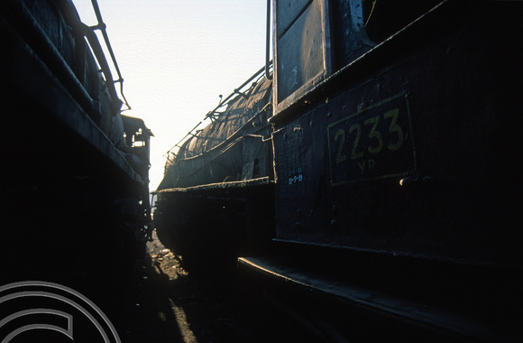 FR0527. YP 4-6-2s No's 2211 and 2233. Dumped outside the shed. Wankaner Junction. Gujarat. India. 13.02