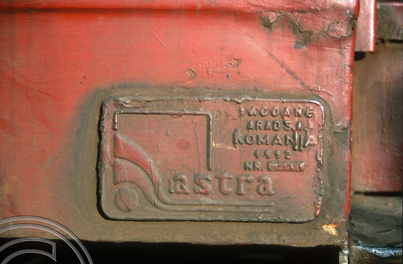 FR0876. Romanian builders plate (Astra 1992) on a coach. Matale. Sri Lanka. 03.01.2003
