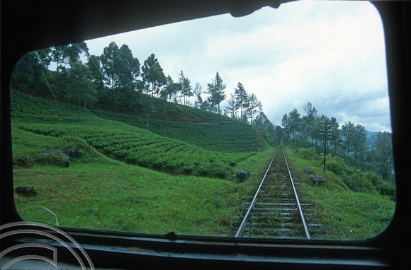 FR0918. Observation car view. Podi Menike to Badulla. Talawakele. Hill railway. Sri Lanka. 06.01.2003