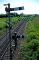 FR1089. Semaphore signals on the approach to the station. Limerick Junction. Ireland. 14.06.2003