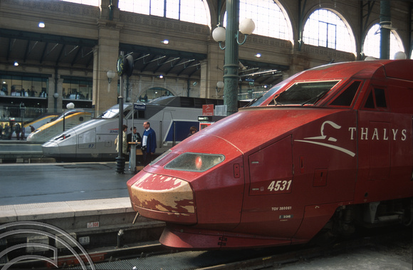 FR1155. TGVs 4531 and set 97. Eurostar 3006. TGV set 97. Gare du Nord. Paris. France. 27.09.2003