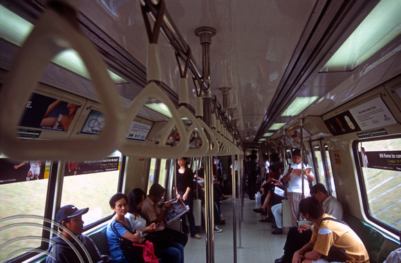 FR1127. Interior of older stock on the East-West MRT line. Singapore. 09.09.2003