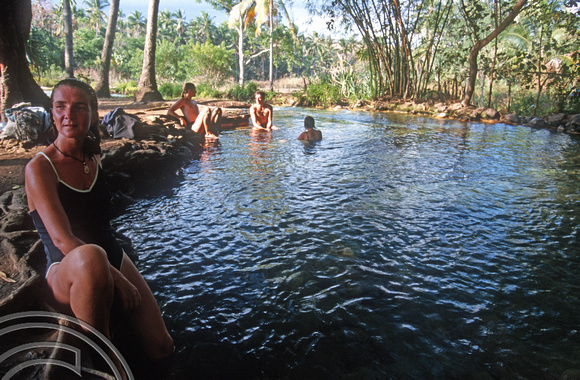 T7775. Lynn at the hot springs. Moni. Flores. Indonesia. September 1998