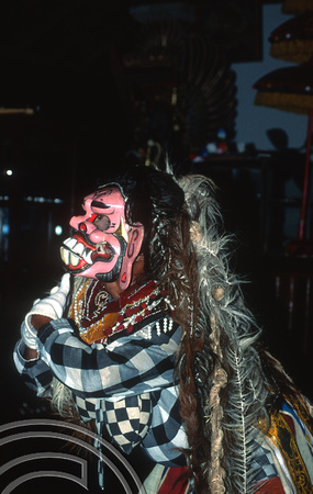 T7943. Balinese dancer dressed as Rangda. Lovina. Bali. Indonesia. 15th October 1998