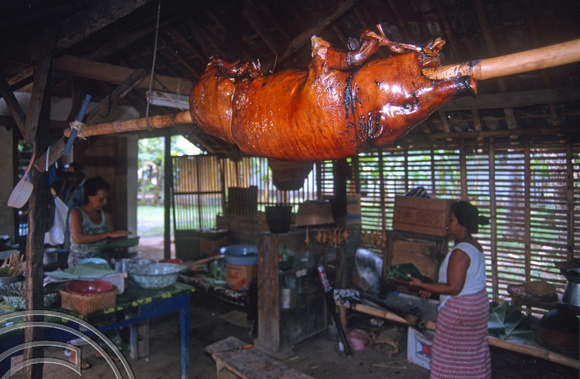 T7959. Roast suckling pig. Padangbai. Bali. Indonesia. 17th October 1998