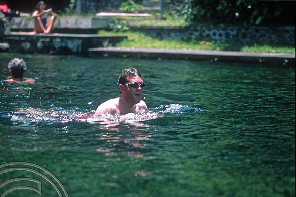 T8029. Geoff swimming at the water palace. Tirtagangga. Bali. Indonesia. 23rd October 1998
