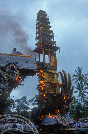 T8125. Burning the statues. Ubud. Bali. Indonesia. 2nd November 1998