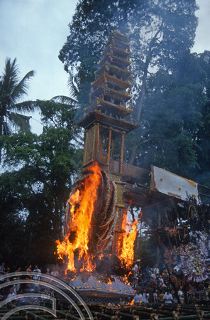 T8127. Burning statues. Ubud. Bali. Indonesia. 2nd November 1998