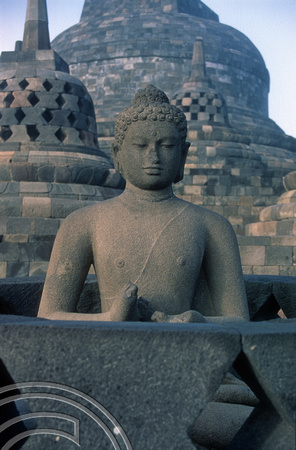 T8261. Buddha in a bell. Borobudur. Java. Indonesia. 25th November 1998