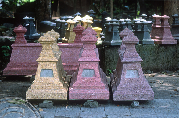 T8293. Moslem gravestone for sale. Prambenan. Java. Indonesia. 19th November 1998
