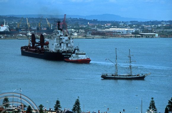 T8715. Ore carrier entering the harbour. Newcastle. New South Wales. Australia. 25th January 1999