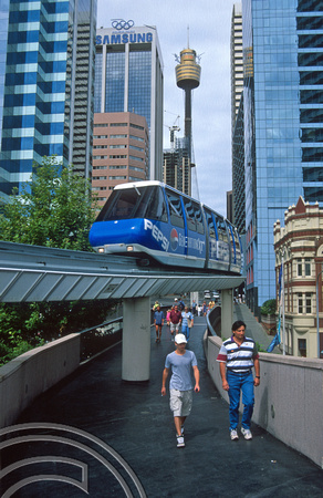 T8749. Monorail and the Tower. Sydney. New South Wales. Australia.  January 1999