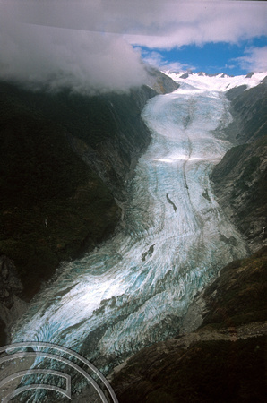 T8892. Helicopter over the glacier. Franz Josef Glacier. South Island. New Zealand. 20th February 1999