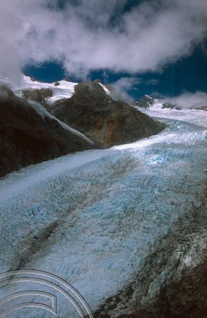 T8897. Helicopter over the glacier. Franz Josef Glacier. South Island. New Zealand. 20th February 1999