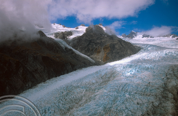 T8898. Helicopter over the glacier. Franz Josef Glacier. South Island. New Zealand. 20th February 1999