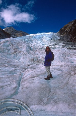 T8915. Lynn on the glacier. Franz Josef Glacier. South Island. New Zealand. 20th February 1999