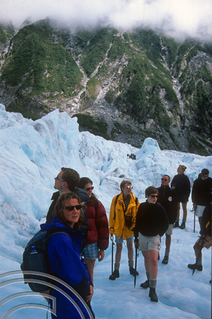 T8920. Lynn on the glacier. Franz Josef Glacier. South Island. New Zealand. 20th February 1999