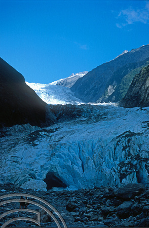 T8952. Glacier seen from its base. Franz Josef Glacier. South Island. New Zealand. 21st February 1999