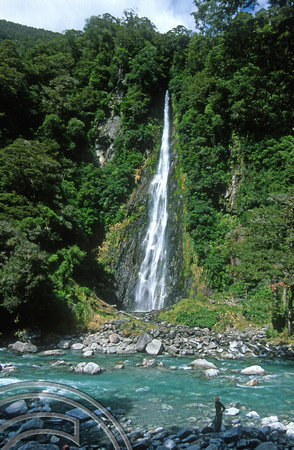 T8976. Thunder Creek Falls. South Island. New Zealand. 22nd February 1999