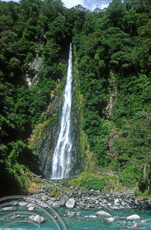 T8974. Thunder Creek Falls. South Island. New Zealand. 22nd February 1999