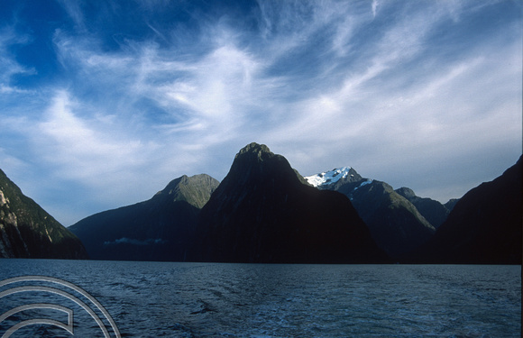T9047. Daybreak over Milford Sound. Fjordland. South Island. New Zealand. 26th February 1999