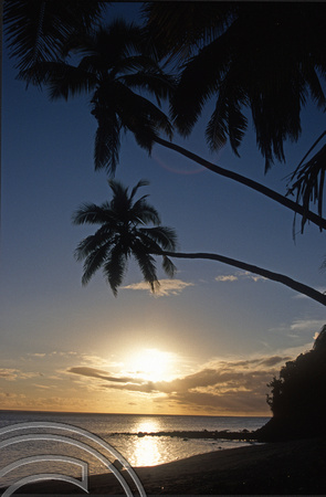 T9083. Sunset at the Beach House. Viti Levu. Fiji. 7th March 1999