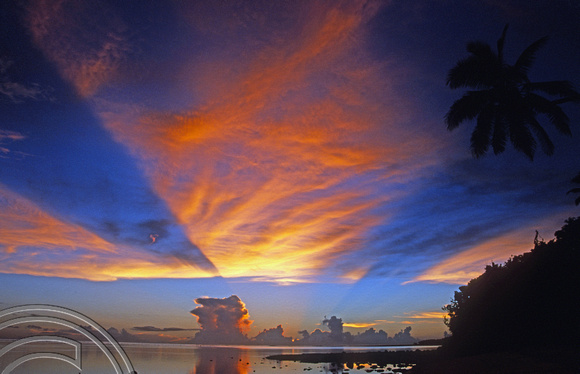 T9106. Sunset at the Beach House. Viti Levu. Fiji. 7th March 1999