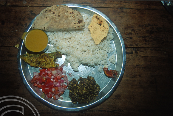 T9299. A fish rice plate at Sanjay's. Arambol. Goa. India. 26th January 2000