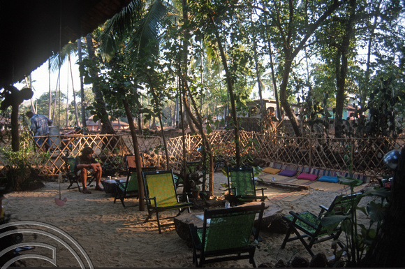 T9447. Garden at Double Dutch restaurant. Arambol. Goa. India. 4th February 2000