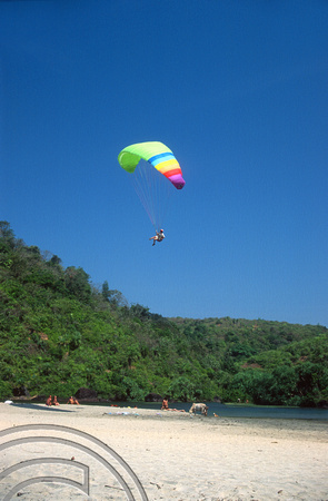 T9461. Paragliders over little beach. Arambol. Goa. India. 4th February 2000