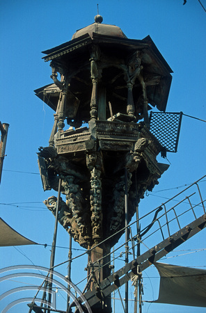 T9726. Old Jain bird feeding tower. Ahmedabad. Gujarat. India. 15th February 2000