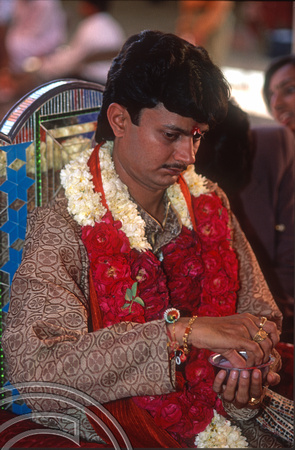 T9795. Groom at a wedding procession. Bhavnagar. Gujarat. India. 19th February 2000