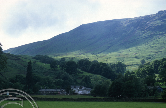 T10069. Looking up to the Honister Pass. Seatoller. Borrowdale. England. 22nd June 2000