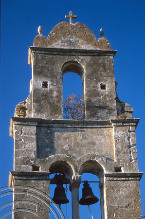 T10157. Crumbling church tower. Paxos. Ionian Isles. Greece. 24th September 2000