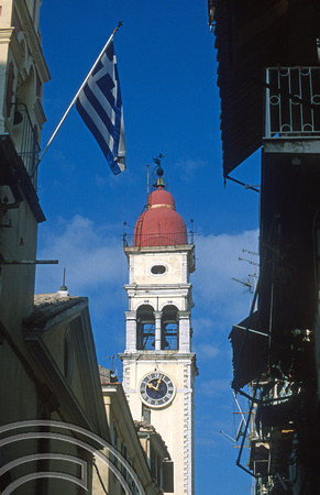 T10168. Spire of Agios Spyridon church. Corfu. Ionian Isles. Greece. 26th September 2000