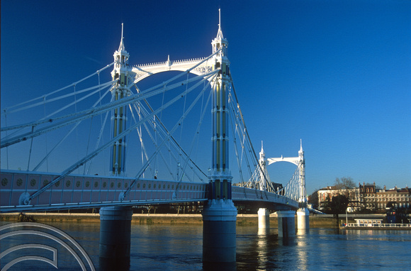 T10396. Albert bridge from the South bank. London. England. 6th January 2001