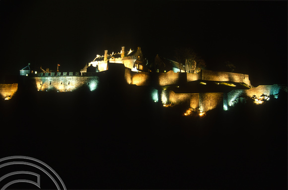 T10628. The castle at night - crest. Stirling. Scotland. 22nd March 2001