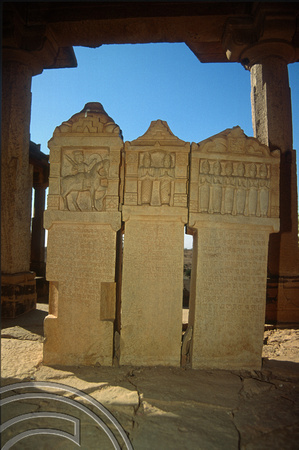 T4302. Tomb markers. Bada Bagh. Jaisalmer. Rajasthan. India. December 1993.