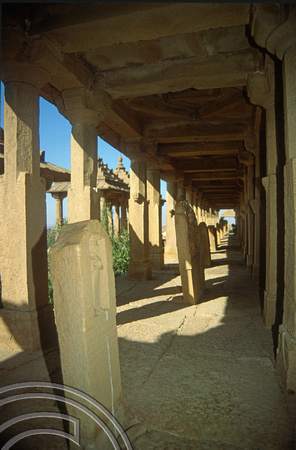 T4301. Tomb markers. Bada Bagh. Jaisalmer. Rajasthan. India. December 1993.