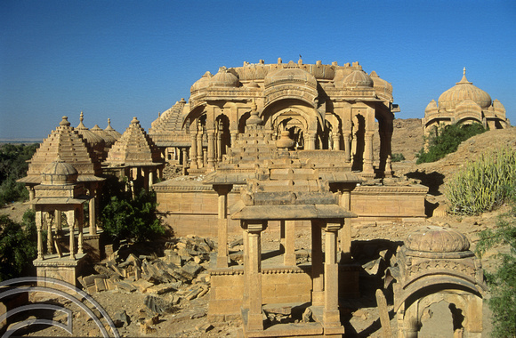 T4314. Royal tombs. Bada Bagh. Jaisalmer. Rajasthan. India. December 1993.