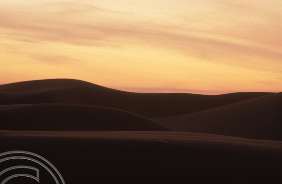 T4331. Sunset in the dunes. Sam Dunes. Rajasthan. India. December 1993.