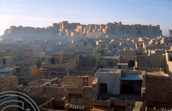 T4255. Town and fort at sunset. Jaisalmer. Rajasthan. India. December 1993