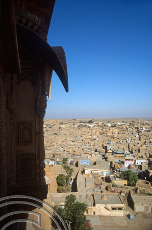 T4280. View across the town from the fort. Jaisalmer. Rajasthan. India. December 1993