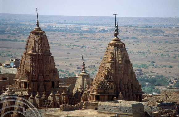 T4285. Towers of a Jain Temple. Jaisalmer. Rajasthan. India. December 1993