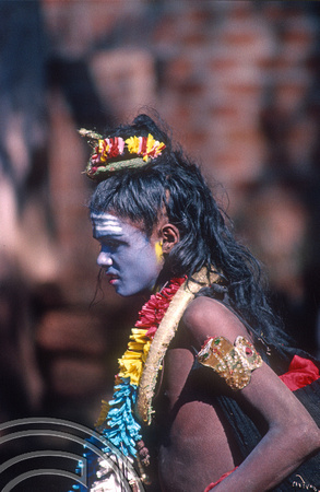 T4418. Boy dressed as the god Shiva. Arambol. Goa. India. December 1993.