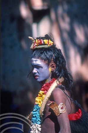 T4419. Boy dressed as the god Shiva. Arambol. Goa. India. December 1993.