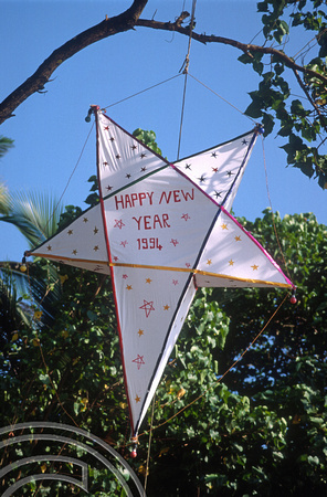 T4427. Paper star on the beach. Arambol. Goa. India. December 1993.